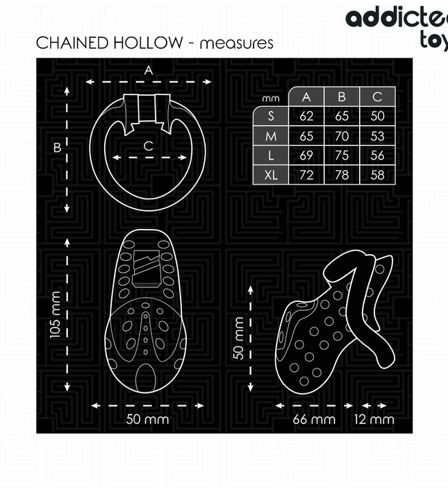 ADDICTED TOYS LOCKED - CHAINED HOLLOW PENIS CAGE 10.5 CM