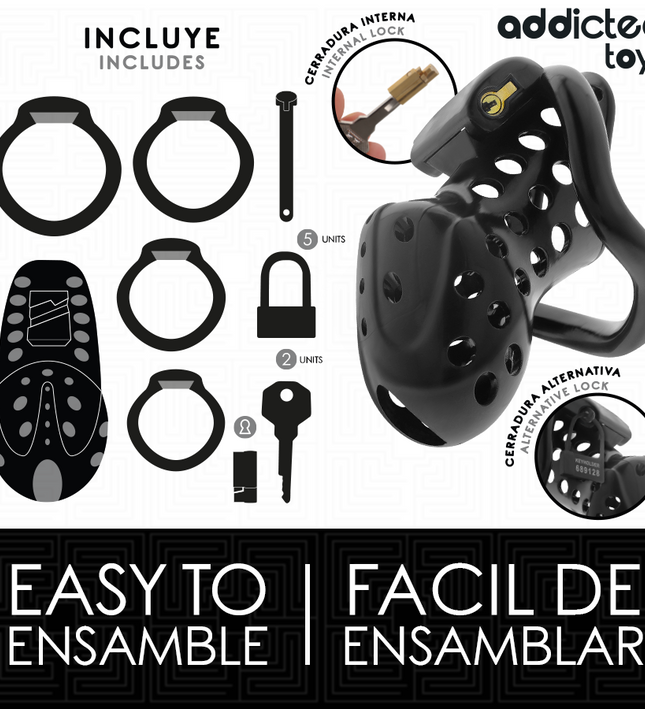 ADDICTED TOYS LOCKED - CHAINED HOLLOW PENIS CAGE 10.5 CM