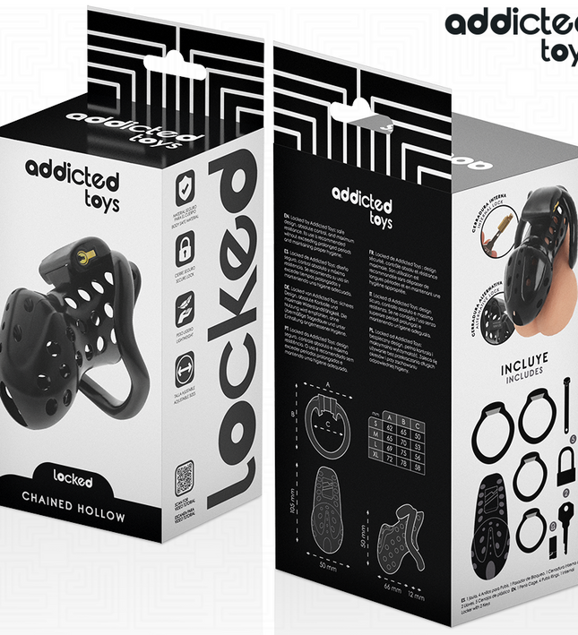 ADDICTED TOYS LOCKED - CHAINED HOLLOW PENIS CAGE 10.5 CM