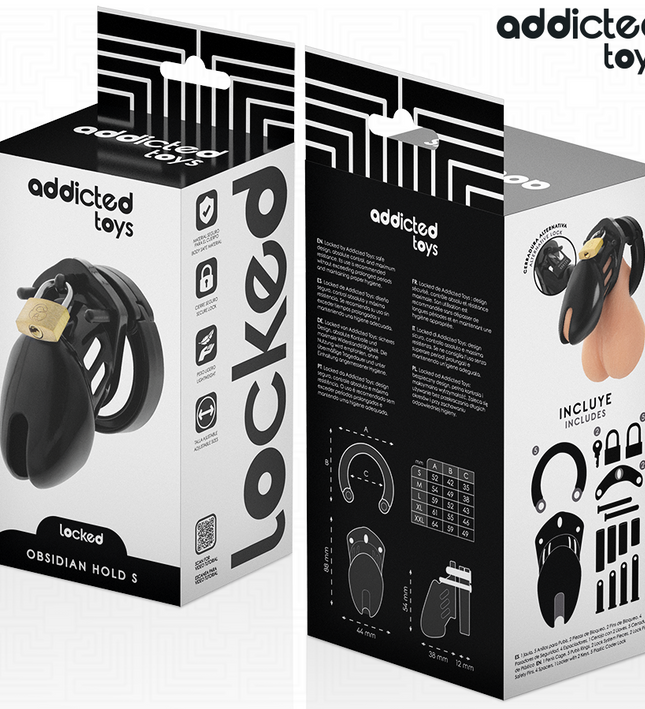 ADDICTED TOYS LOCKED - OBSIDIAN HOLD PENIS CAGE SIZE S