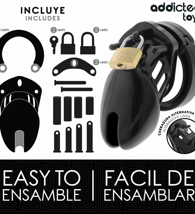 ADDICTED TOYS LOCKED - OBSIDIAN HOLD PENIS CAGE SIZE S