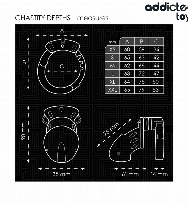ADDICTED TOYS LOCKED - CHASTITY DEPTHS PENIS CAGE 7.5 CM