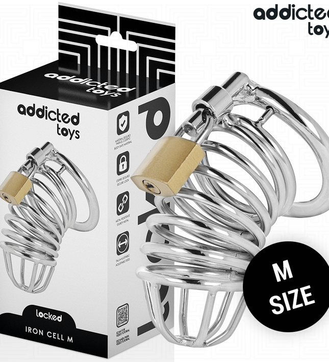 ADDICTED TOYS LOCKED - IRON CELL METAL PENIS CAGE SIZE M