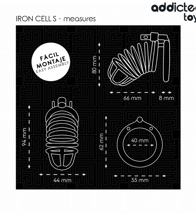 ADDICTED TOYS LOCKED - IRON CELL METAL PENIS CAGE 4 CM SIZE S