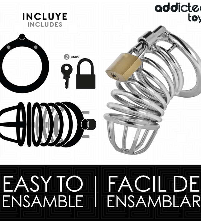 ADDICTED TOYS LOCKED - IRON CELL METAL PENIS CAGE 4 CM SIZE S