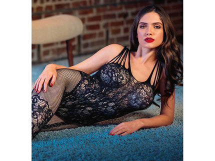 CALEXOTICS - SCANDAL BLACK LACE BODYSUIT WITH STRAPS ONE SIZE