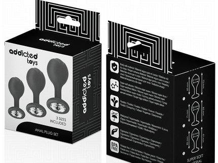 ADDICTED TOYS - SET OF 3 ANAL PLUG SILICONE WITH JEWEL