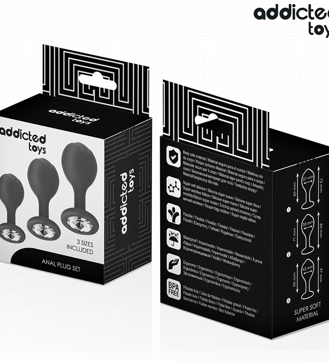 ADDICTED TOYS - SET OF 3 ANAL PLUG SILICONE WITH JEWEL