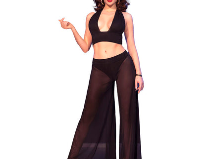 CHILIROSE - CR 4857 BLACK TOP AND PANTS SET SIZE S