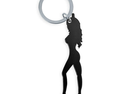 DIABLO PICANTE - KEYRING WITH FEMALE SILHOUETTE IN BLACK COLOR WITH BEER OPENER