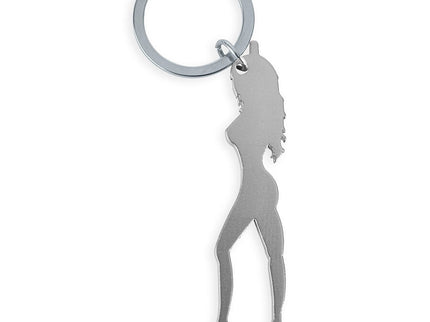 DIABLO PICANTE - KEYRING WITH FEMALE SILHOUETTE IN SILVER COLOR WITH BEER OPENER