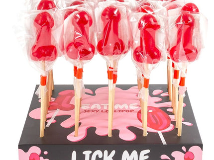 SECRETPLAY - CHERRY CANDY PENIS LOLLIPOP DISPLAY WITH SPICY HEAT EFFECT (40 UNITS)