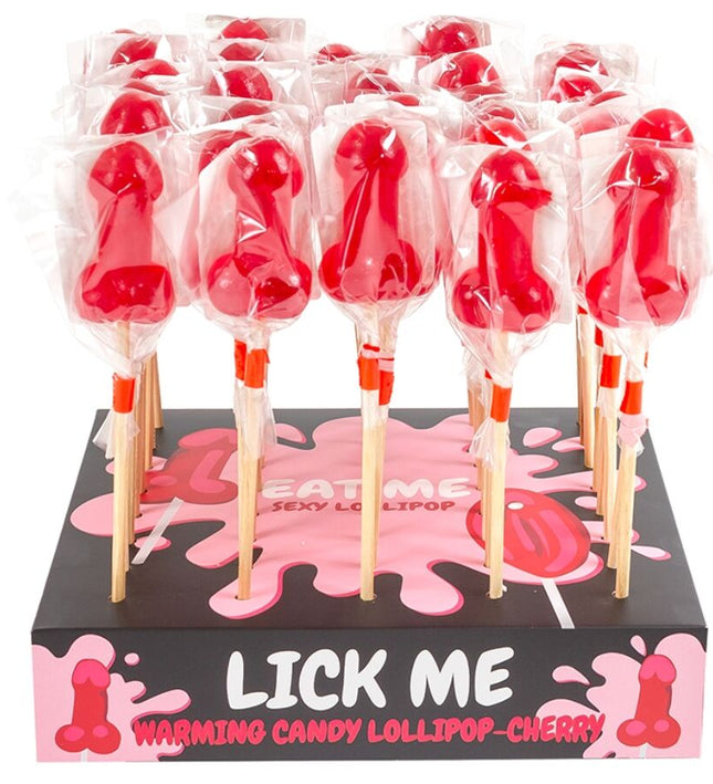 SECRETPLAY - CHERRY CANDY PENIS LOLLIPOP DISPLAY WITH SPICY HEAT EFFECT (40 UNITS)