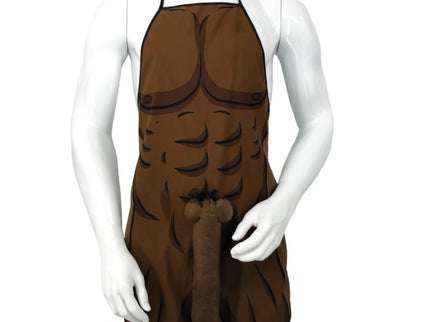 DIABLO PICANTE - MUSCULAR APRON WITH 3D PENIS IN BROWN TONE