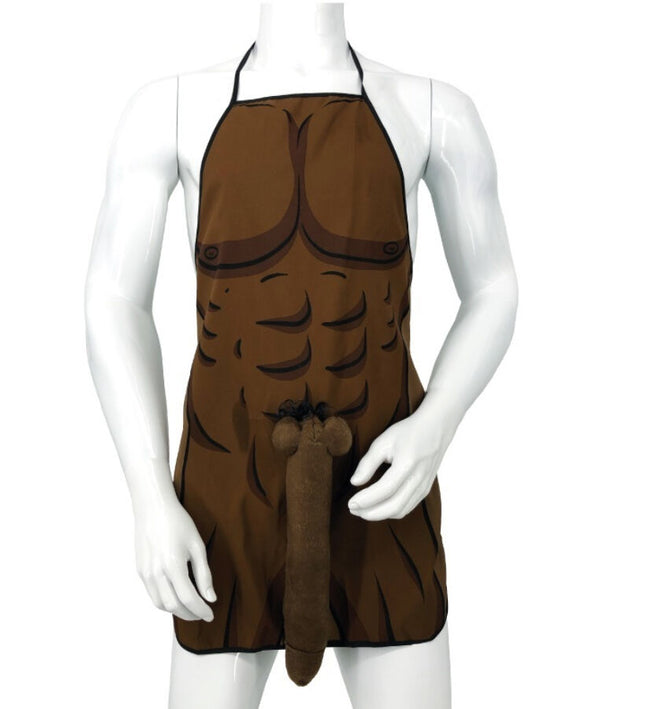 DIABLO PICANTE - MUSCULAR APRON WITH 3D PENIS IN BROWN TONE