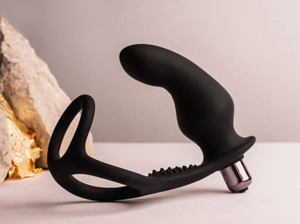 ROCKS-OFF - RO-ZEN RRO ANAL PLUG WITH VIBRATING PENIS RING BLACK