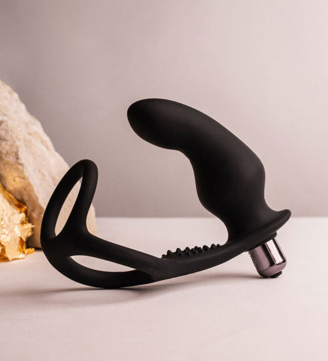 ROCKS-OFF - RO-ZEN RRO ANAL PLUG WITH VIBRATING PENIS RING BLACK