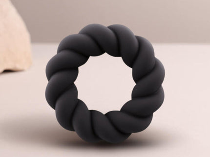 ROCKS-OFF - TWIST BLACK SILICONE MASTURBATOR RING