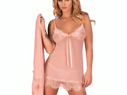 LIVCO CORSETTI FASHION - HYEONA 1710 BABYDOLL + THONG ROSE S