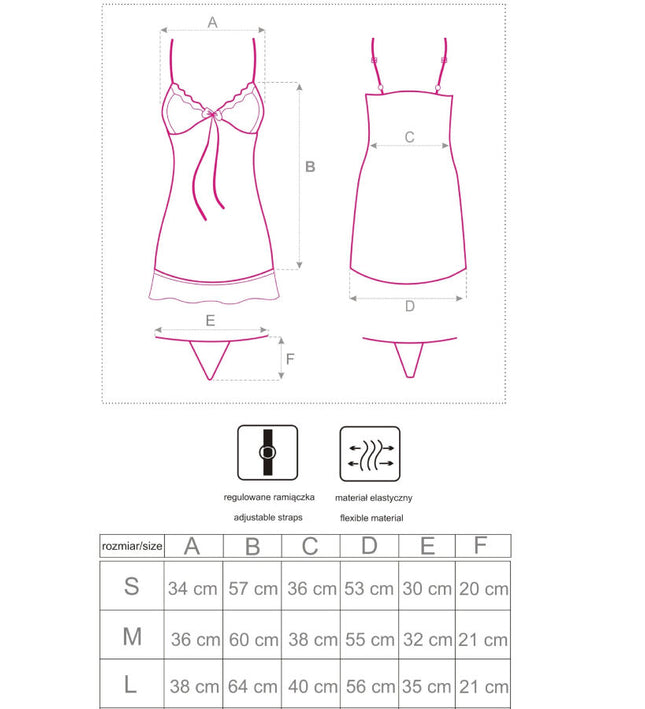 LIVCO CORSETTI FASHION - HYEONA 1710 BABYDOLL + THONG ROSE L