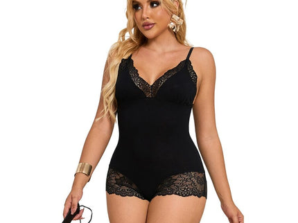 SUBBLIME - BLACK FLORAL LACE DETAIL TEDDY S/M