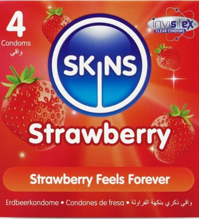 SKINS - STRAWBERRY PREMIUM CONDOMS PACK 4