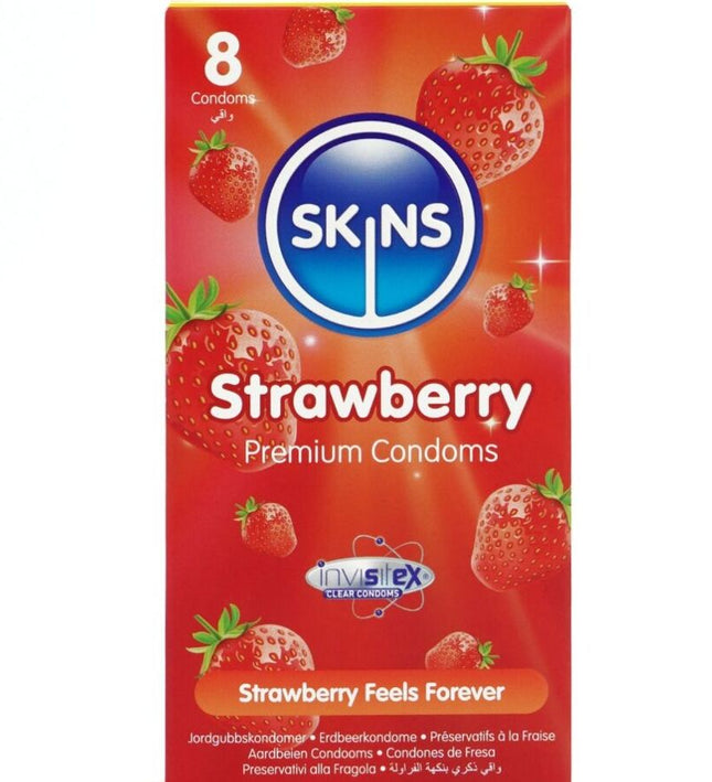SKINS - STRAWBERRY PREMIUM CONDOMS PACK 8