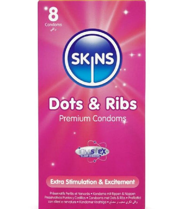 SKINS - DOTS & RIBS PREMIUM CONDOMS PACK 8