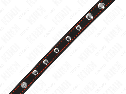 KINK - LEATHER PENIS RING WITH PRESSURE CLOSURE RED LINING 21 X 1.5 CM