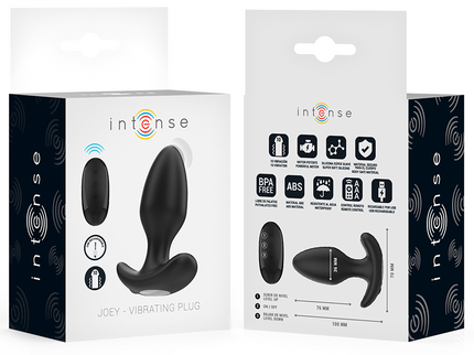 INTENSE - JOEY ANAL PLUG 10 VIBRATIONS BLACK REMOTE CONTROL