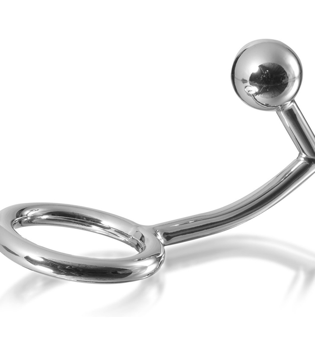 METAL HARD - COCK RING RING WITH ANAL INTRUDER HOOK 40MM