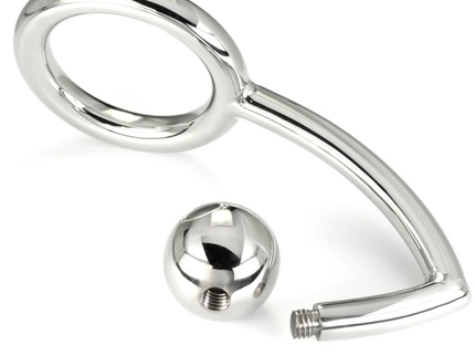 METAL HARD - COCK RING RING WITH ANAL INTRUDER HOOK 45MM