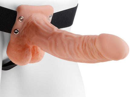 FETISH FANTASY SERIES - SERIES 7 HOLLOW STRAP-ON WITH BALLS 17.8CM FLESH