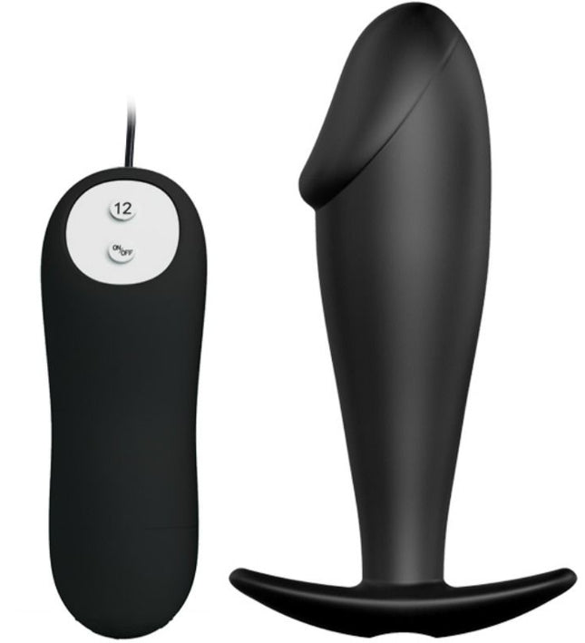 PRETTY LOVE - SILICONE ANAL PLUG PENIS FORM AND 12 VIBRATION MODES BLACK
