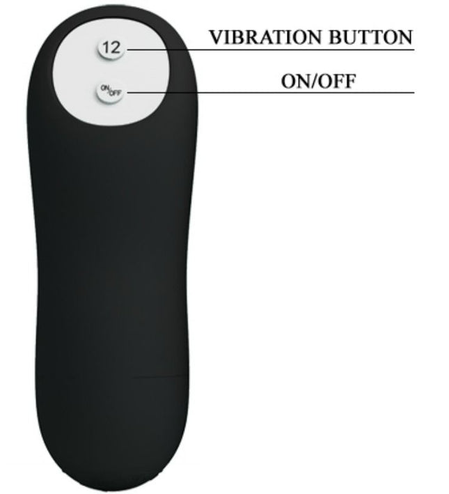 PRETTY LOVE - SILICONE ANAL PLUG PENIS FORM AND 12 VIBRATION MODES BLACK