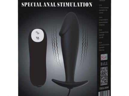 PRETTY LOVE - SILICONE ANAL PLUG PENIS FORM AND 12 VIBRATION MODES BLACK