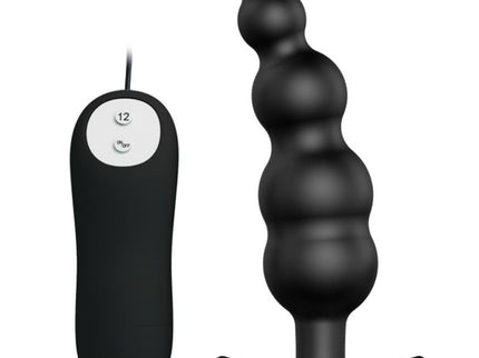 PRETTY LOVE - ANAL PLUG SILICONE EXTRA STIMULATION AND 12 VIBRATION MODES BLACK REMOTE CONTROL
