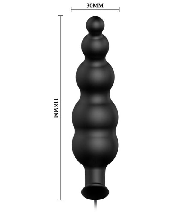 PRETTY LOVE - ANAL PLUG SILICONE EXTRA STIMULATION AND 12 VIBRATION MODES BLACK REMOTE CONTROL