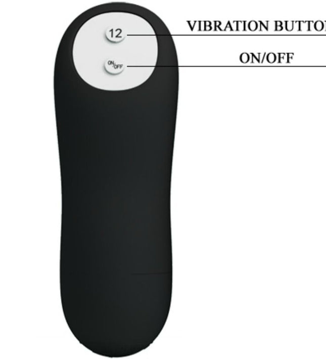 PRETTY LOVE - ANAL PLUG SILICONE EXTRA STIMULATION AND 12 VIBRATION MODES BLACK REMOTE CONTROL