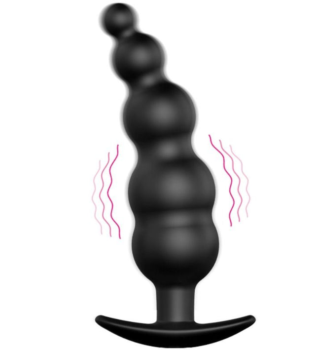 PRETTY LOVE - ANAL PLUG SILICONE EXTRA STIMULATION AND 12 VIBRATION MODES BLACK REMOTE CONTROL