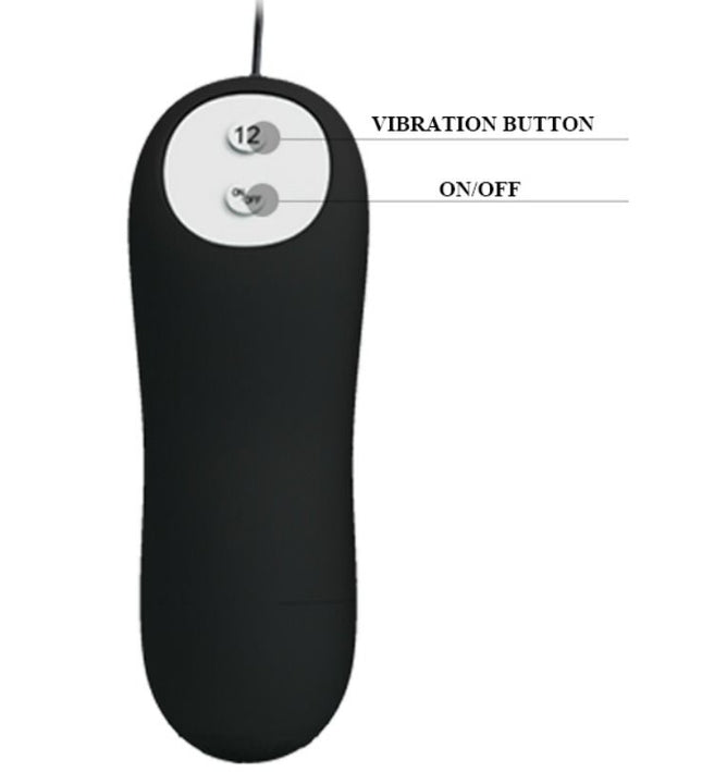 PRETTY LOVE - ANAL PLUG ANCHOR FORM SILICONE 12 VIBRATION MODES BLACK