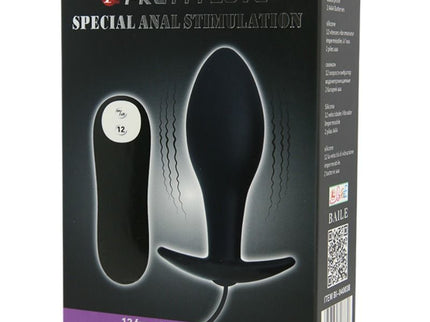PRETTY LOVE - ANAL PLUG ANCHOR FORM SILICONE 12 VIBRATION MODES BLACK