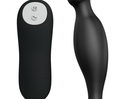 PRETTY LOVE - SILICONE ANAL PLUG 12 VIBRATION MODES BLACK