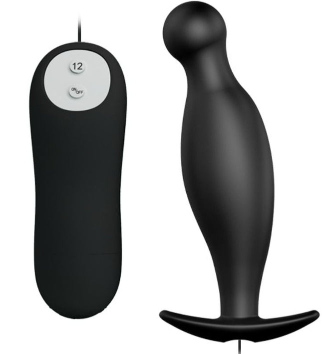 PRETTY LOVE - SILICONE ANAL PLUG 12 VIBRATION MODES BLACK
