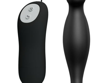 PRETTY LOVE - SILICONE ANAL PLUG 12 VIBRATION MODES BLACK