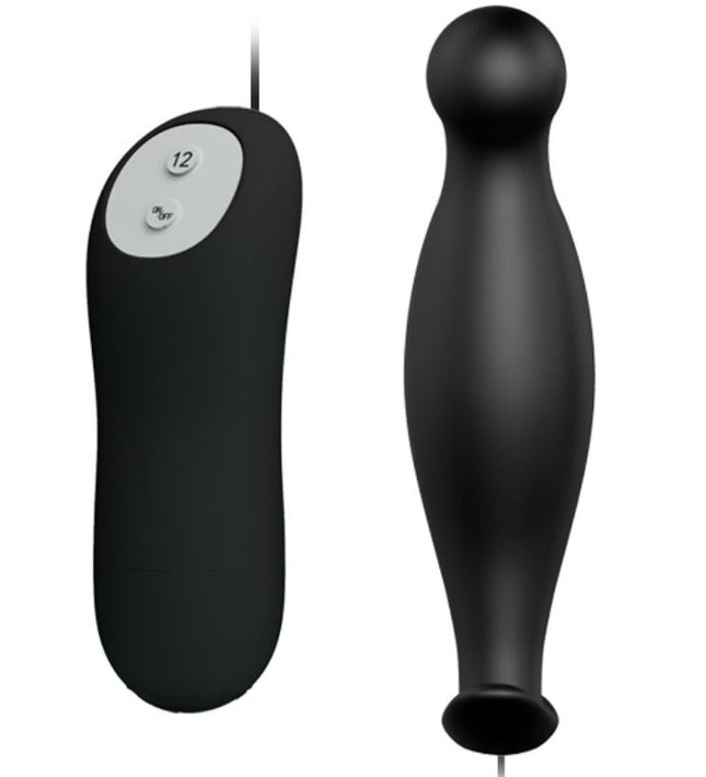 PRETTY LOVE - SILICONE ANAL PLUG 12 VIBRATION MODES BLACK