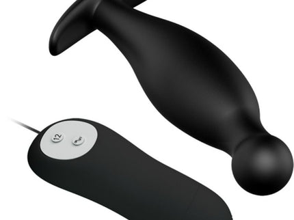 PRETTY LOVE - SILICONE ANAL PLUG 12 VIBRATION MODES BLACK
