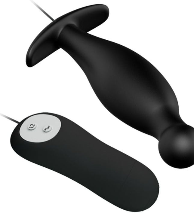 PRETTY LOVE - SILICONE ANAL PLUG 12 VIBRATION MODES BLACK