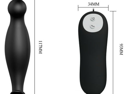 PRETTY LOVE - SILICONE ANAL PLUG 12 VIBRATION MODES BLACK