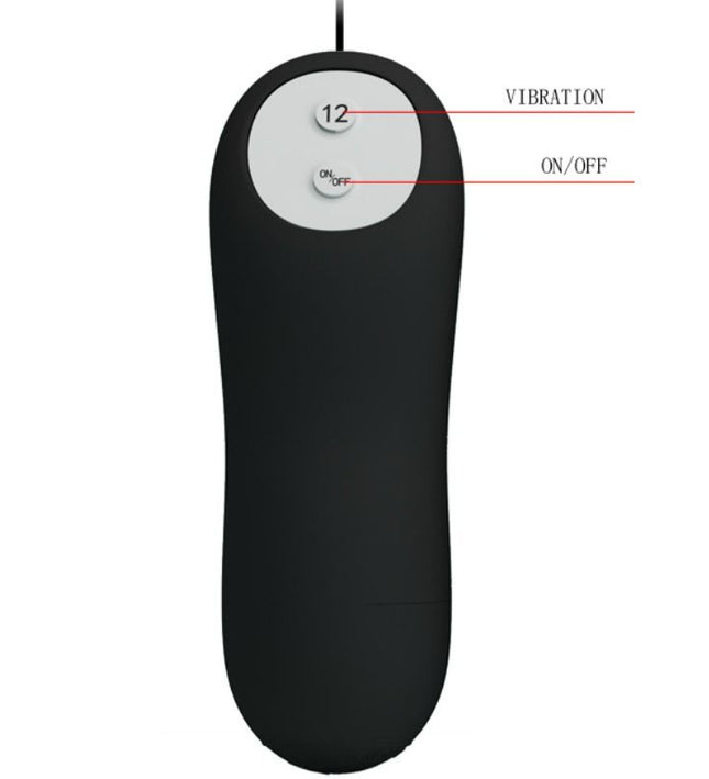 PRETTY LOVE - SILICONE ANAL PLUG 12 VIBRATION MODES BLACK